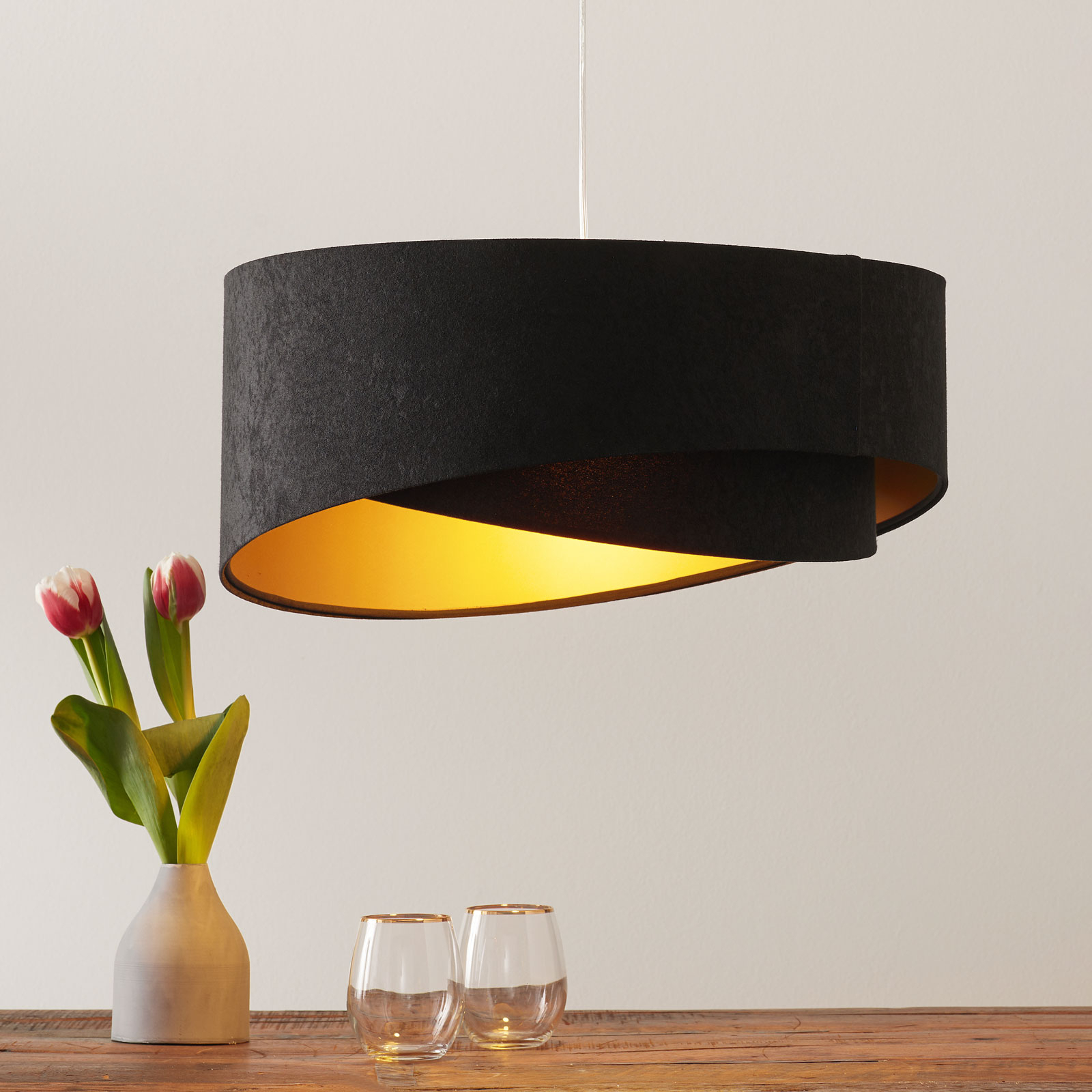 Asymmetric pendant light Emi 2-coloured